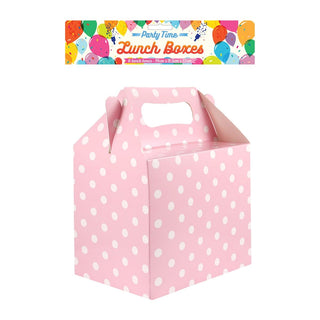 Baby Pink Party Box, (6) Polka Dot With Handles, 14x9.5x12cm