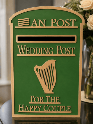 RENTAL Wedding Card Post Box - Happy Couple - Green & Gold
