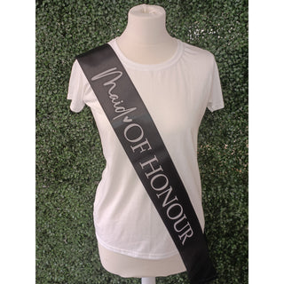 Maid Of Honour Black & White Sash