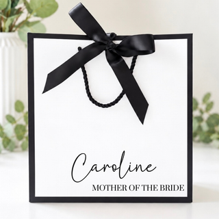 Personalised Gift Bag - Medium White with Black Outline