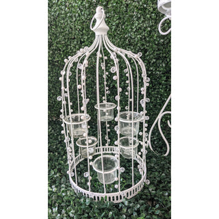 White Birdcage and Candle Stand Set - Rental