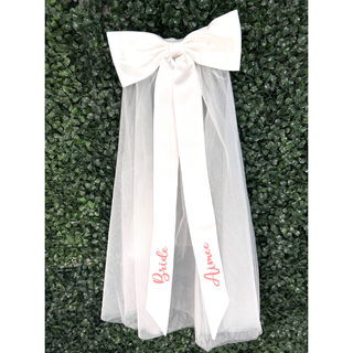 Personalised Luxury Long Satin Bow Veil