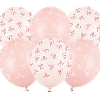 Pink Bow Balloons 30cm - 6 pack