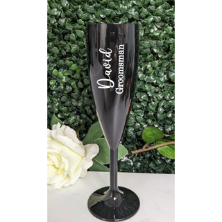 Personalised Bridal Champagne Flute - Black Polycarbonate