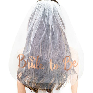 Veil White Rose Gold Bride to Be with Ring