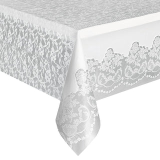 Tablecover White Lace Plastic