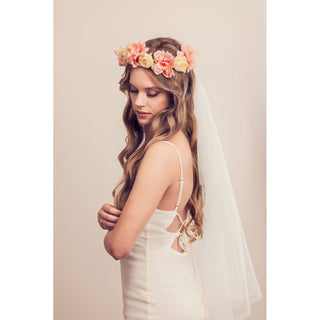 Flower crown with veil, mix, 17 cm