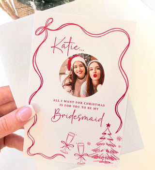 All I Want For Christmas Bridesmaid Proposal Postcard