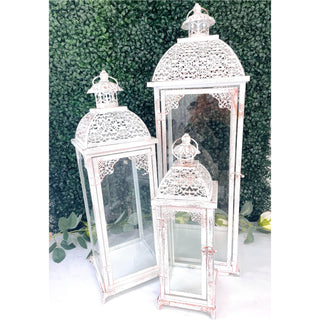 RENTAL Antique White Lanterns - set of 3