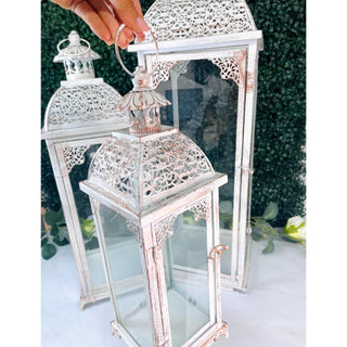 RENTAL Antique White Lanterns - set of 3