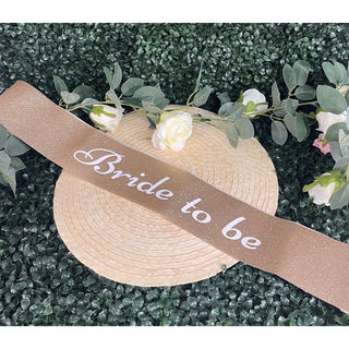 Sparkly Gold Bride to Be sash with white writing