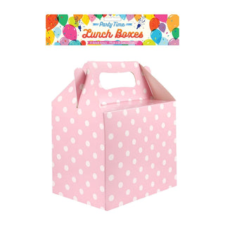 Baby Pink Party Box, (6) Polka Dot With Handles, 14x9.5x12cm