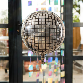 22-inch silver disco ball foil balloon, ideal for disco-themed celebrations and hen parties.