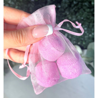 Mini Pink Bath Bombs in organza bag