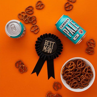 Best Man badge with bold text and pin fastening