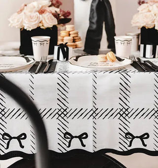 Black & White Tablecloth with Bows