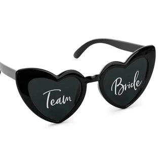 Black Heart Shaped Sunnies with Team Bride Print