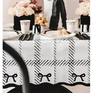 Black & White Tablecloth with Bows