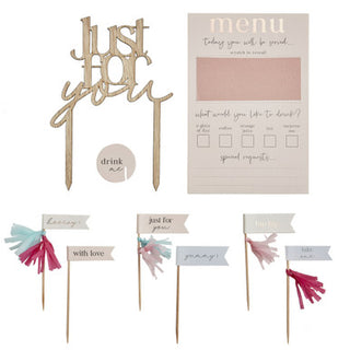 Breakfast in Bed Kit with custom menu, cupcake toppers, balloons â€“ perfect Motherâ€™s Day or birthday gift