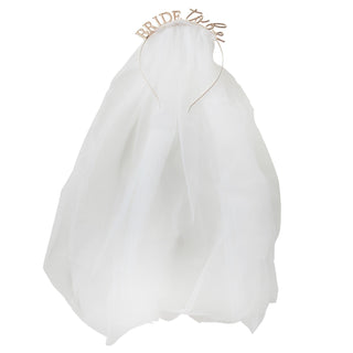 Blush - Metal Bride to be Headband with Veil