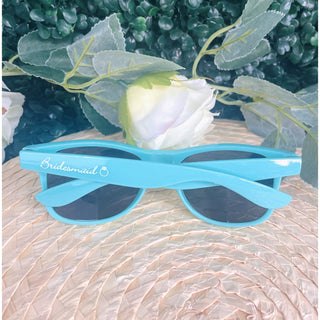 Sunglasses - Mint Green 'Bridesmaid' with white writing.