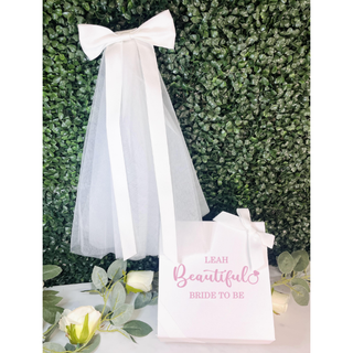 Luxury White Bow Veil with personalised keepsake gift box