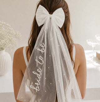 Bride To Be Pearl Bow Veil