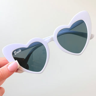 Bride White Heart-Shaped Sunglasses