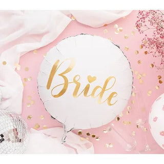 Foil Balloon, White & Gold, Bride