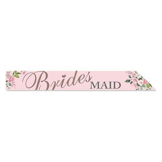 Floral bridesmaid paper sash with pink ribbon â€“ ideal for hen parties and bridal showers