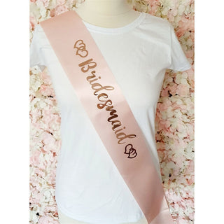 Bridesmaid Satin Sash - Pink & Rose Gold
