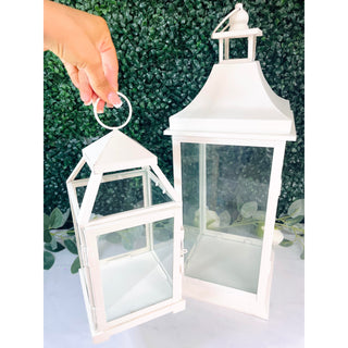 RENTAL Classic Ivory Lanterns - set of 2