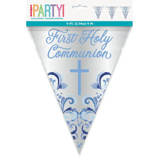 Communion Blue Flag Banner Long Fold