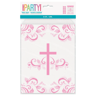 Communion Pink Treat Bags - 8 Pack