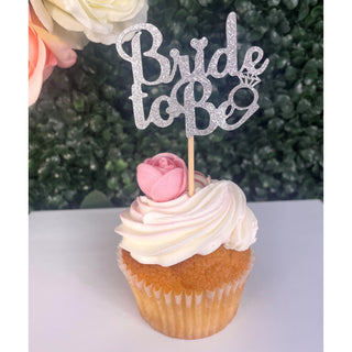 Cupcake Toppers - Silver Bride To Be (6)