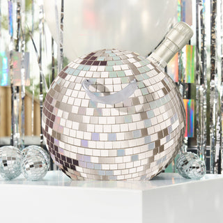 Pack of 5 disco-themed party bags featuring a shimmering silver disco ball design, ideal for hen party gifts.