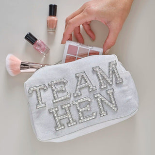Embellished Pearl Team Hen Makeup Bag