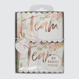 Floral Hen Party -Team Bride Sashes - 6 Pack