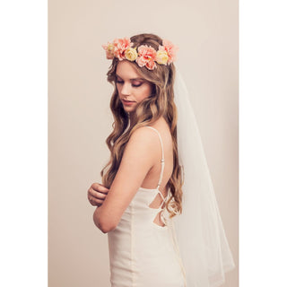 Flower crown with veil, mix, 17 cm