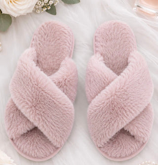 Fluffy Pink Slippers - UK 3 to 6