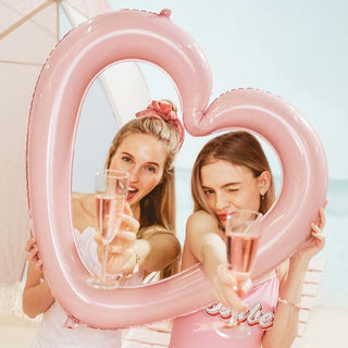 Foil balloon Heart frame, 86x83.5 cm, light pink