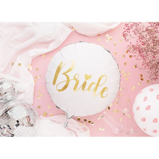 Foil Balloon, White & Gold, Bride