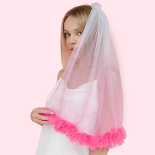 Fringe veil, pink, 69cm