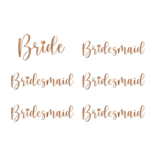 Glass stickers ''Bride & Bridesmaid'', rose gold