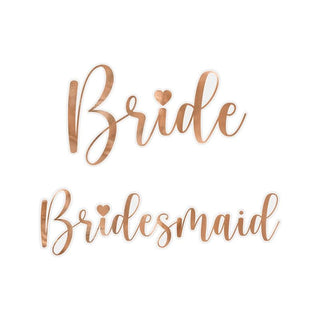 Glass stickers ''Bride & Bridesmaid'', rose gold