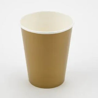 Gold 9oz Paper Cups x 8 Plastic Free
