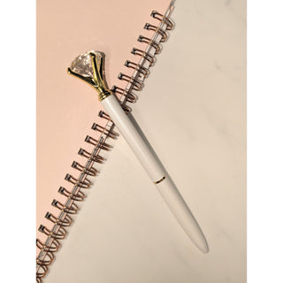 Gold and White Diamond Top Pen