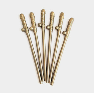Gold Willy Straws - 6 pack