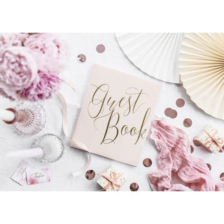 Guest Book, Powder Pink with Gold Inscription