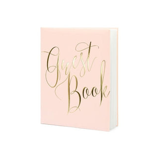 Guest Book, Powder Pink with Gold Inscription